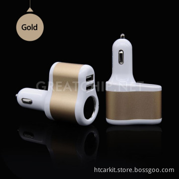 High quality 3 in 1 wireless mini dual usb car battery charger with Cigarette Lighter